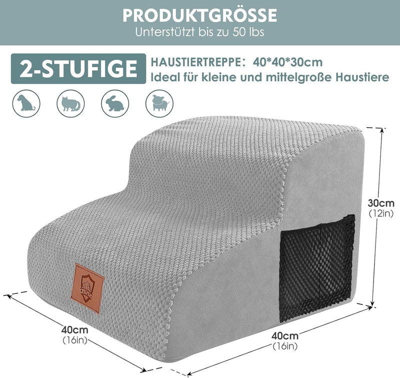 Myiosus Hundetreppe 2 Stufen, Tragbar Haustiertreppe aus Hochdichtem Schwamm für Kleine Hunde, Dog S
