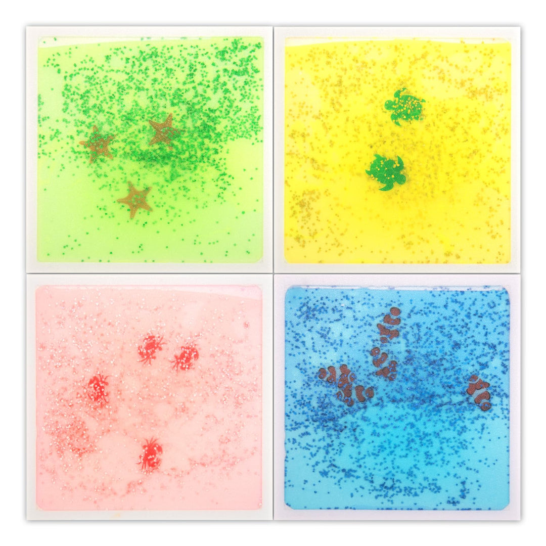 Art3d 4 Stück Flüssige Bodenfliesen Bunte Flüssigkeitsfusion sensorische Fliesen Senroy Tanzspielmat