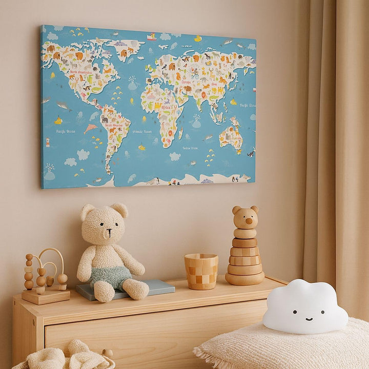 Bilder auf Leinwand 100x70cm Leinwandbild Geographie Globus Grafik Illustration Gross Wanddeko Bild