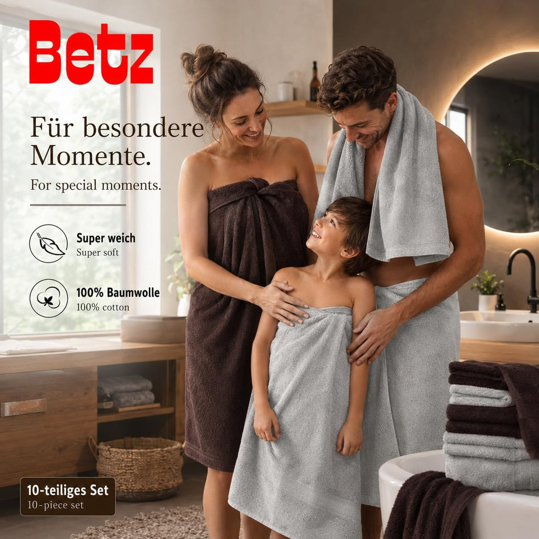 Betz 10-TLG. Handtuch-Set Premium 100% Baumwolle 2 Duschtücher 4 Handtücher 2 Gästetücher 2 Waschhan