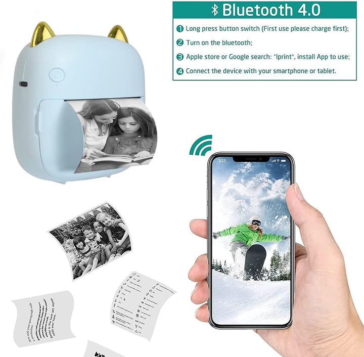 ZAKVOP Mini drucker, fotodrucker für Smartphone, Mini Printer Smartphone, Mini drucker für Smartphon