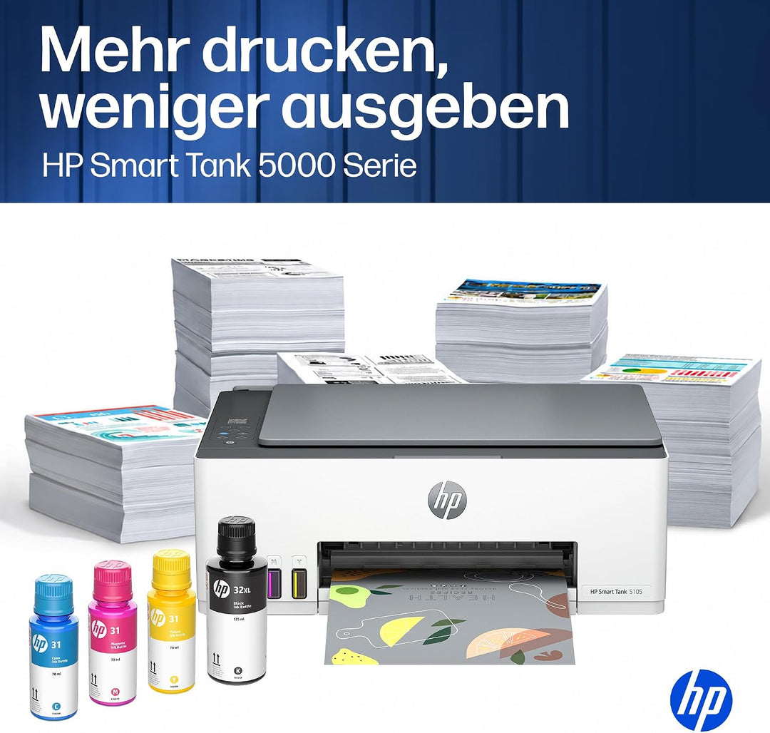 HP Smart Tank 5105 3-in-1 Multifunktionsdrucker, 20€ Cashback, (WLAN; Mobiles Drucken) – 3 Jahre Tin