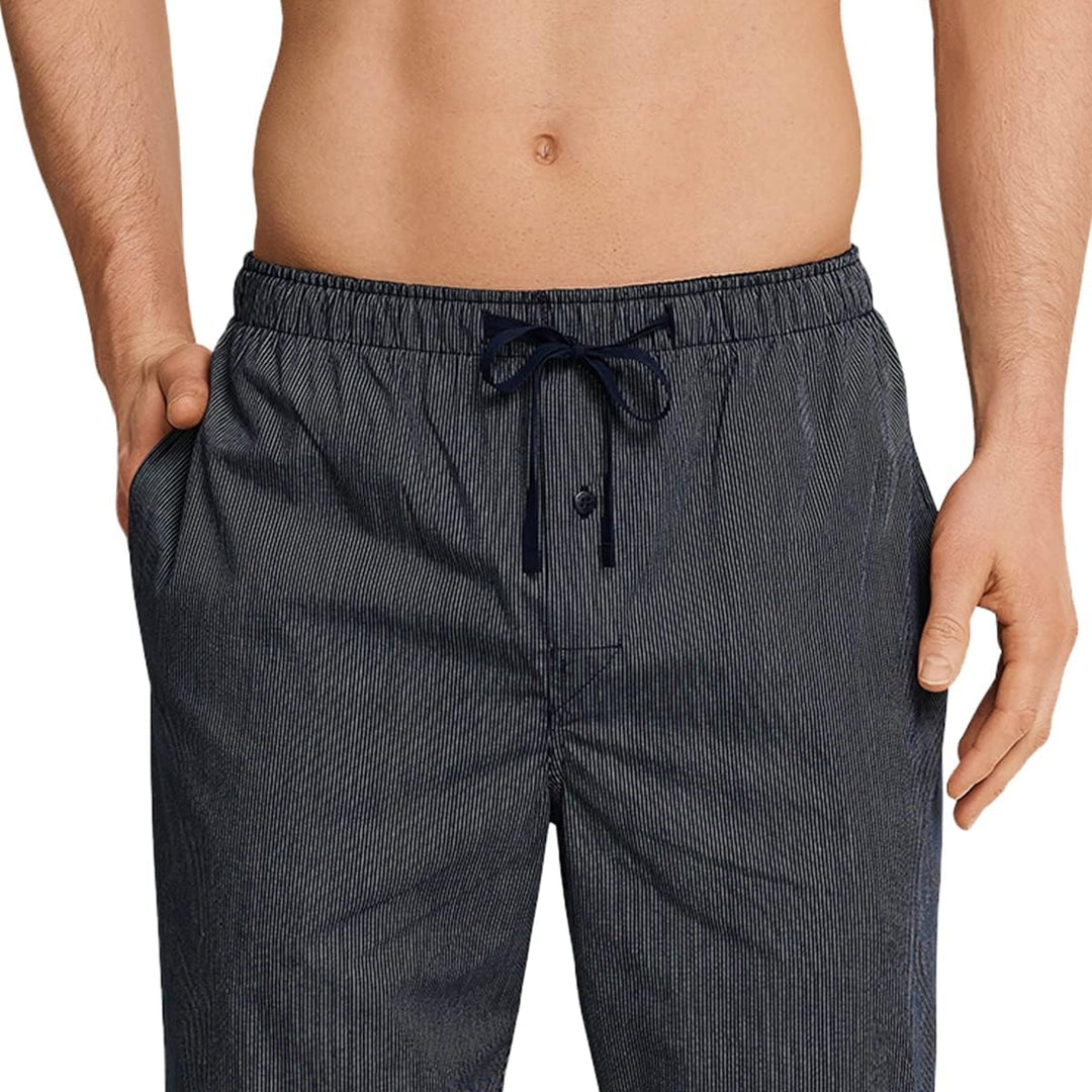 Schiesser Herren Lange Schlafhose Web - Mix + Relax Pyjamaunterteil (1er Pack) 50 Dunkelblau_163842,