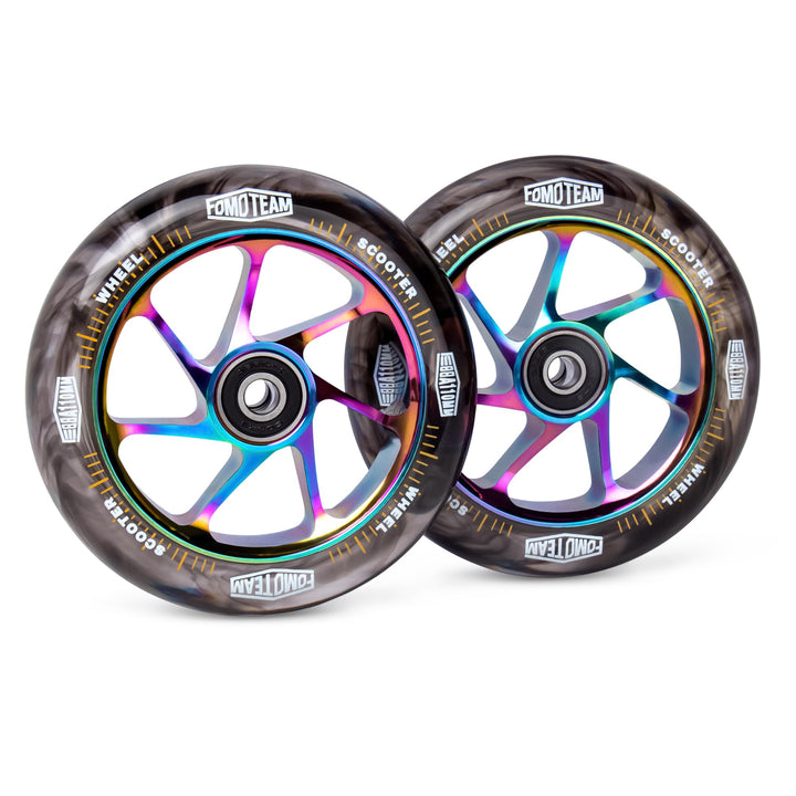 fomo team Pro Stunt-Scooter-Räder, 110 mm x 24 mm, Aquarell-Effekt, mit ABEC-9-Kugellager, installie