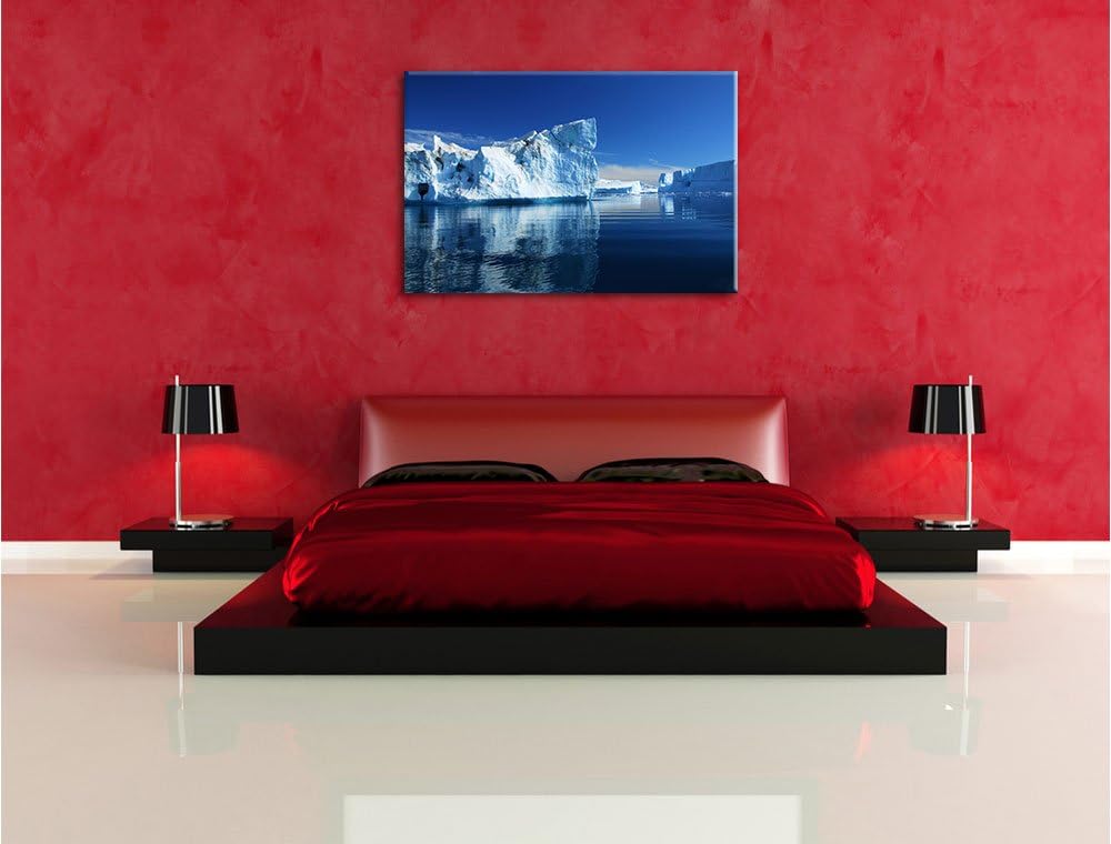 Pixxprint Eisberge Diskobucht Grönland als Leinwandbild/Grösse: 100x70 cm/Wandbild/Kunstdruck/fertig