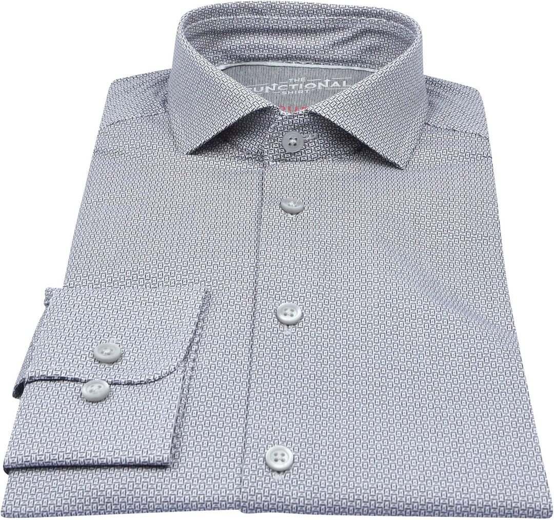 Pure Slim Fit Functional Hemd Langarm Haifischkragen Stretch Muster blau 39 Schwarz, 39 Schwarz