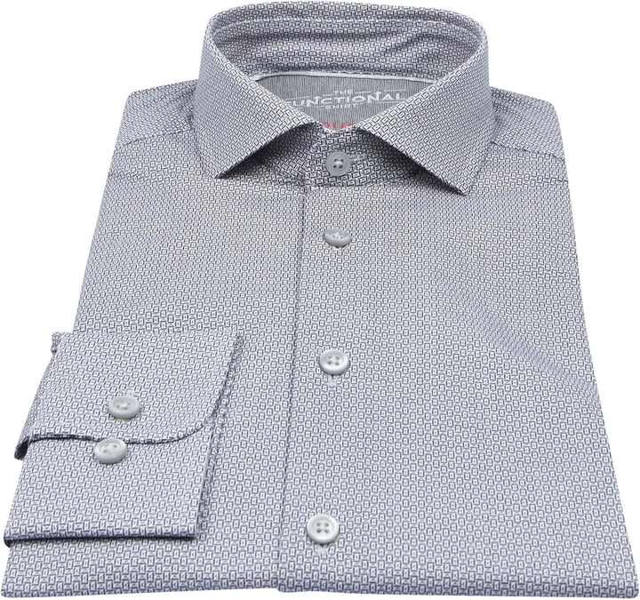 Pure Slim Fit Functional Hemd Langarm Haifischkragen Stretch Muster blau 39 Schwarz, 39 Schwarz