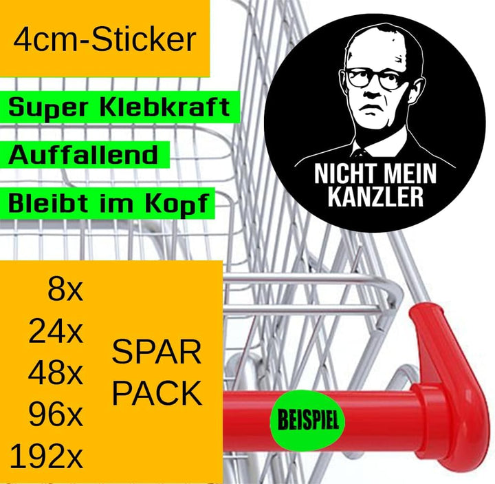 192 Stück Aufkleber 4cm rund Merz Nicht Mein Kanzler Sticker Sparpack gut haftend Aktiv Werden 5 cm