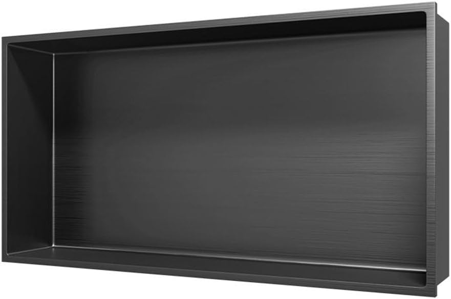ALONI Wandnische Edelstahl grau gebürstet rostfrei 30,5x30,5x10 cm - Einbau-Duschnische Badezimmer A