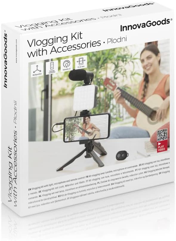 InnovaGoods® Vlogging-Kit mit Licht, Mikrofon und Fernbedienung Plodni (6 Teile). Professionelle Vid