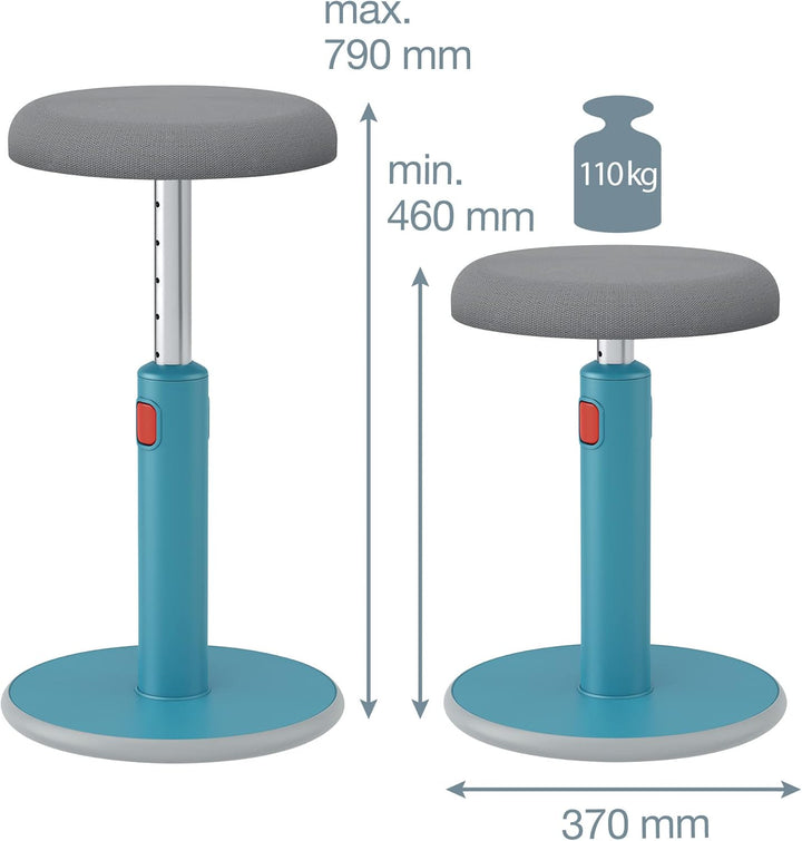 Leitz Active Sitz-Steh-Hocker, Ergonomischer höhenverstellbarer Wipphocker für 46 cm bis 79 cm Höhe,