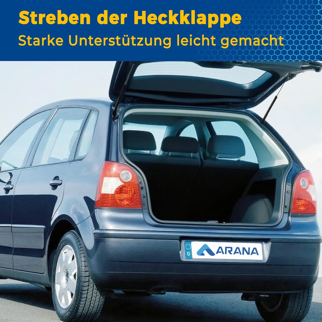 Arana 2X Gasdruckfeder Heckklappendämpfer Kofferraum Kompatibel mit VW POLO (9N_, 9A_) 2001-2009 Hat