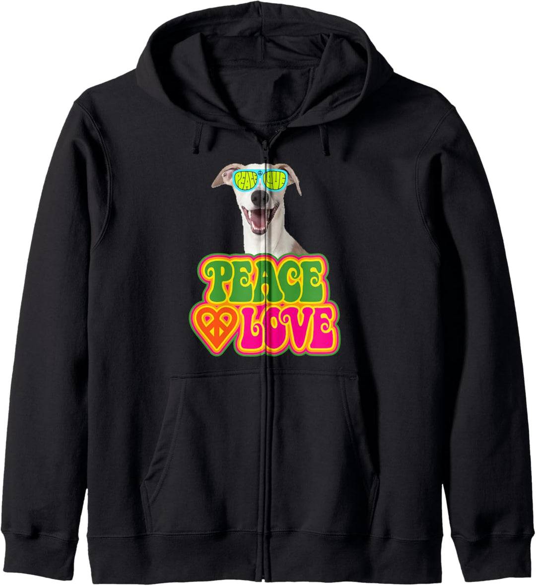 Peace Heart Love Dog Whippet Kapuzenjacke
