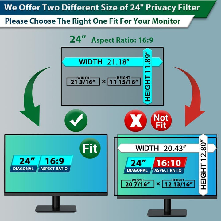 STARY Blickschutzfolie für 24 Zoll 16:9 Ultra-Slim Bezel Monitor Selbstklebend Abnehmbar ohne Rückst