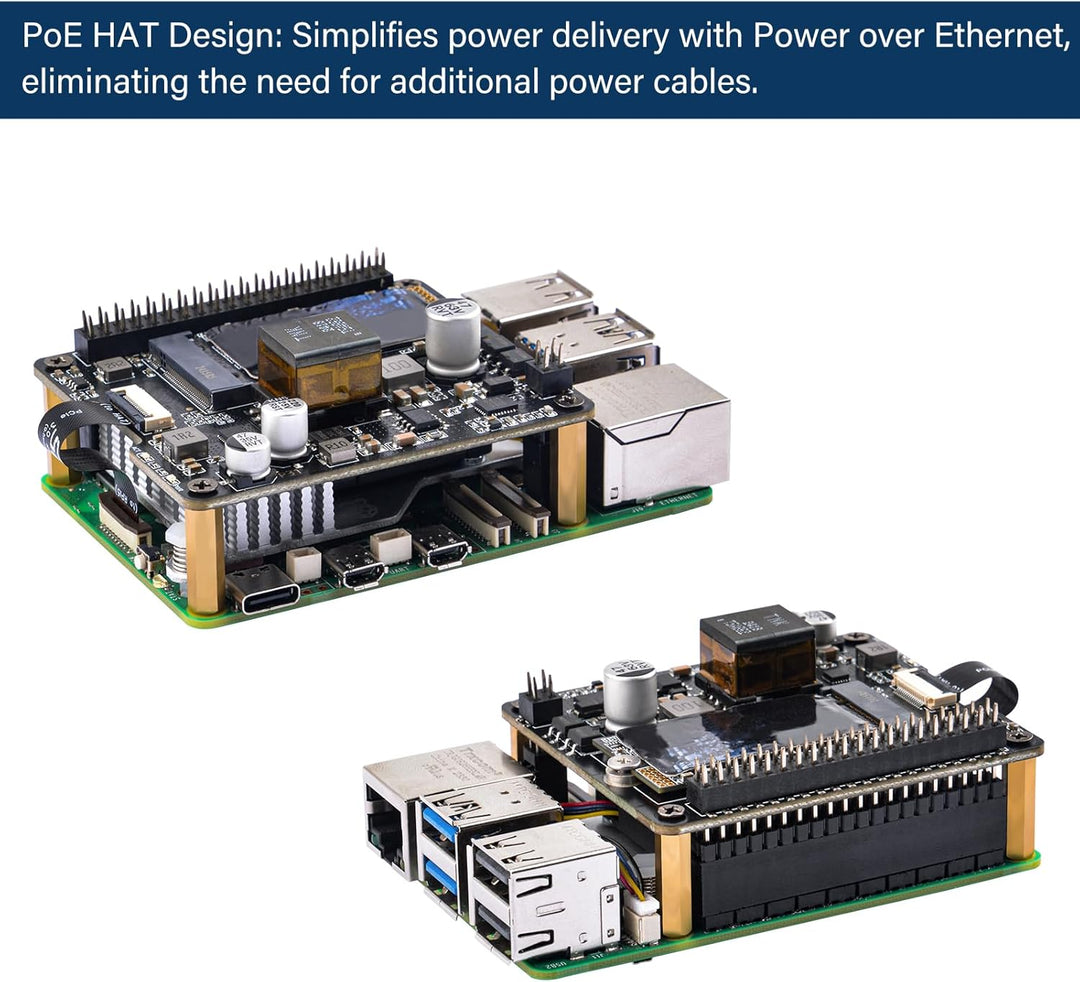 GeeekPi P31 M.2 NVME M-Key PoE+ HAT with Official Active Cooler for Raspberry Pi 5, Support M.2 NVMe