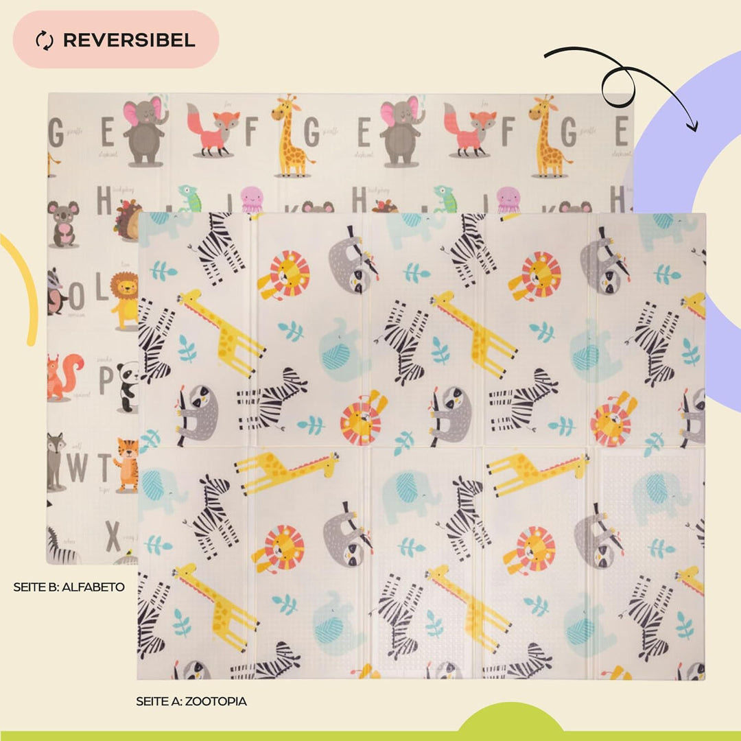 Baby-Spielmatte, faltbar, sensorisch, wasserdicht, ungiftig, wendbar. Vielseitige Matte, perfekt zum