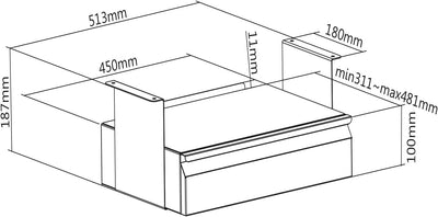 Maclean MC-875 Untertisch Schublade mit Regal bis max. 5kg Unterbau Unter Schreibtisch Halterung Hän