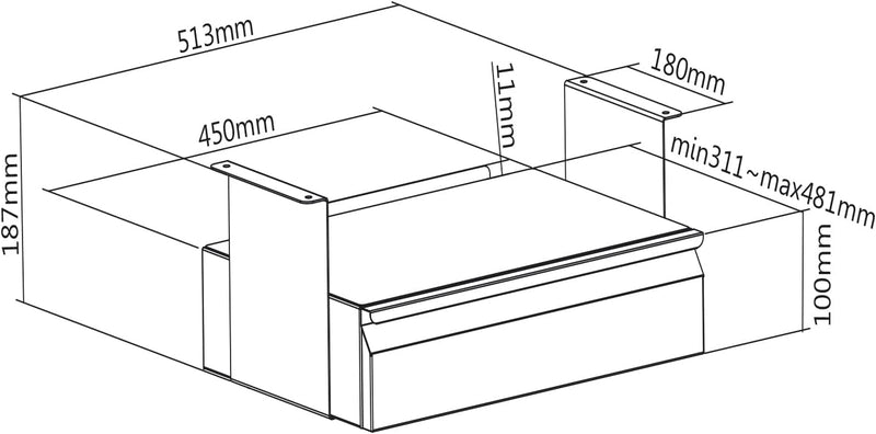 Maclean MC-875 Untertisch Schublade mit Regal bis max. 5kg Unterbau Unter Schreibtisch Halterung Hän