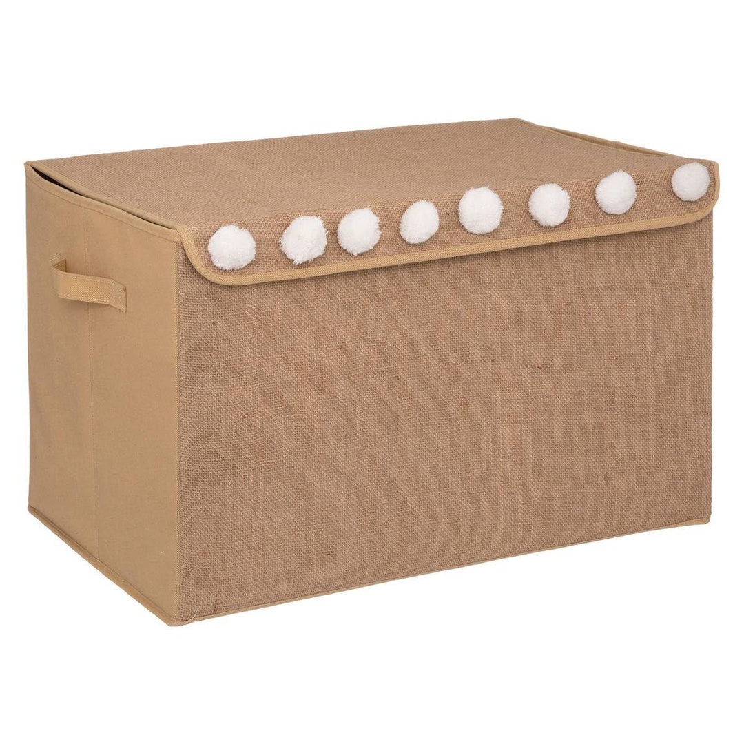 Atmosphera - Kindertruhe - Jute und Pompons - 36x57 cm - Kastanienbraun cm Kastanienbraun, cm Kastan