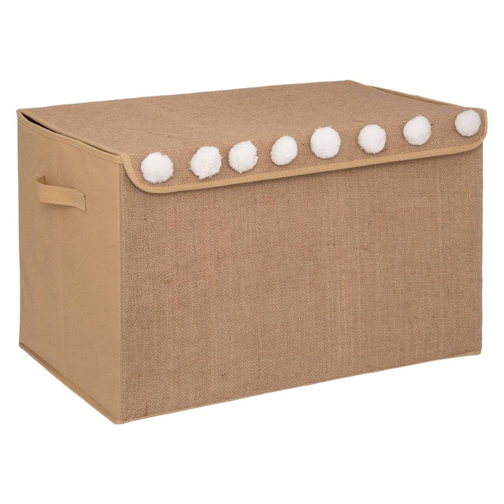 Atmosphera - Kindertruhe - Jute und Pompons - 36x57 cm - Kastanienbraun cm Kastanienbraun, cm Kastan