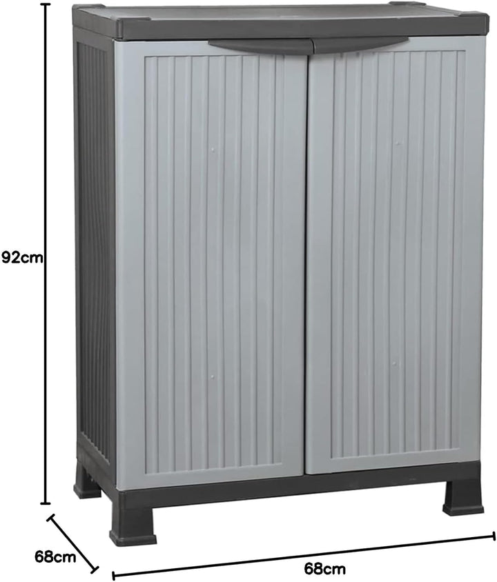 Tidyard Gartenschrank mit 2 Türen und 2 Fachböden Geräteschuppen Kunststoffschrank Spindschrank Schr