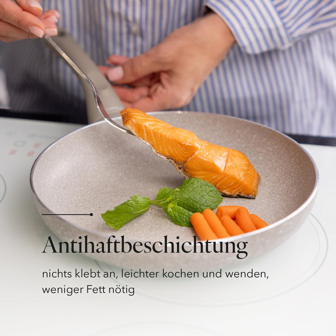 FLORINA - Bratpfanne aus Aluminium SANDY ORGANIC I 24 cm Durchmesser I Pfanne Induktion I Antihaftbe