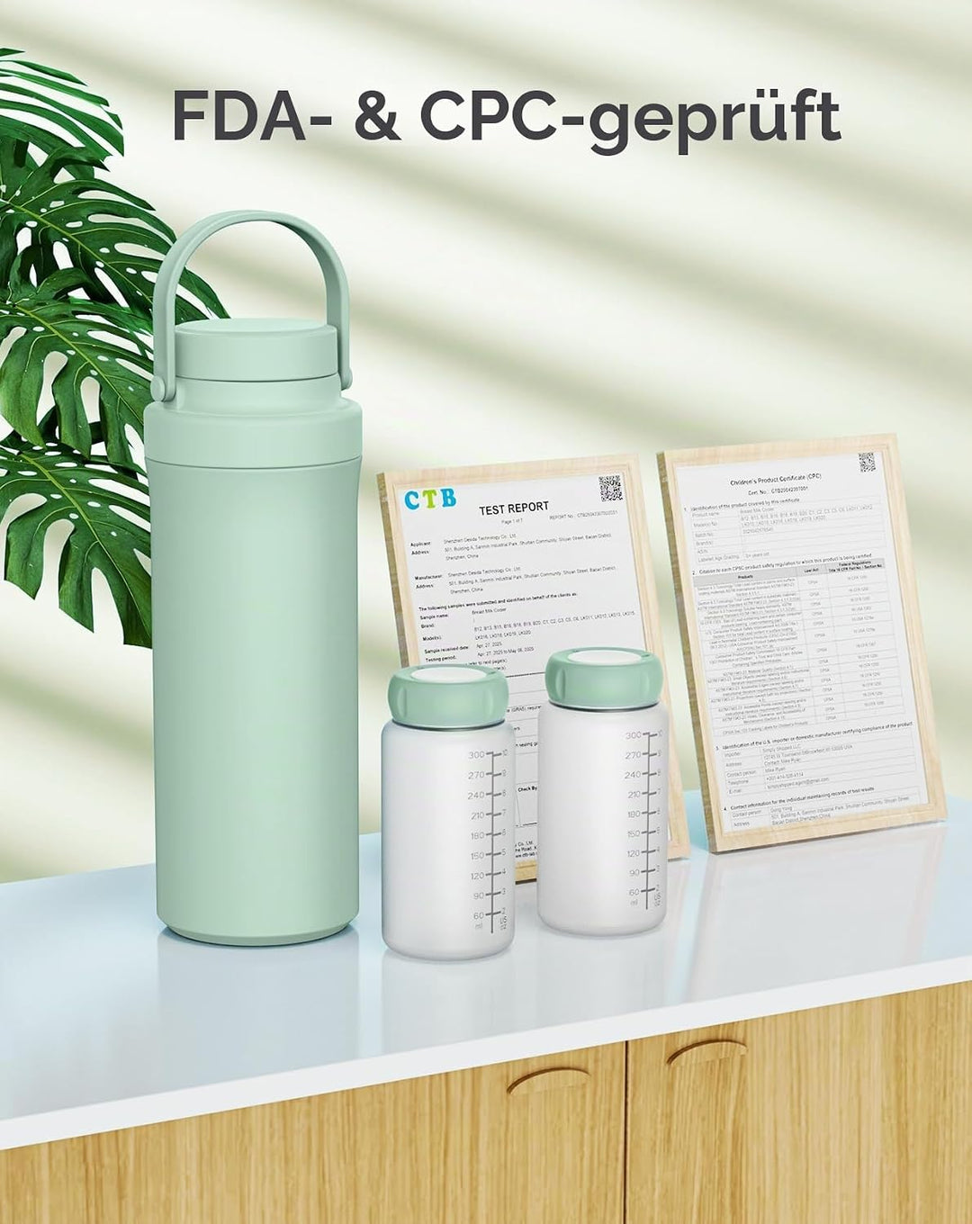 Xaproo Verbesserte 650ml Muttermilch-Kühlflasche, Tragbarer Muttermilchkühler für draussen mit 360°