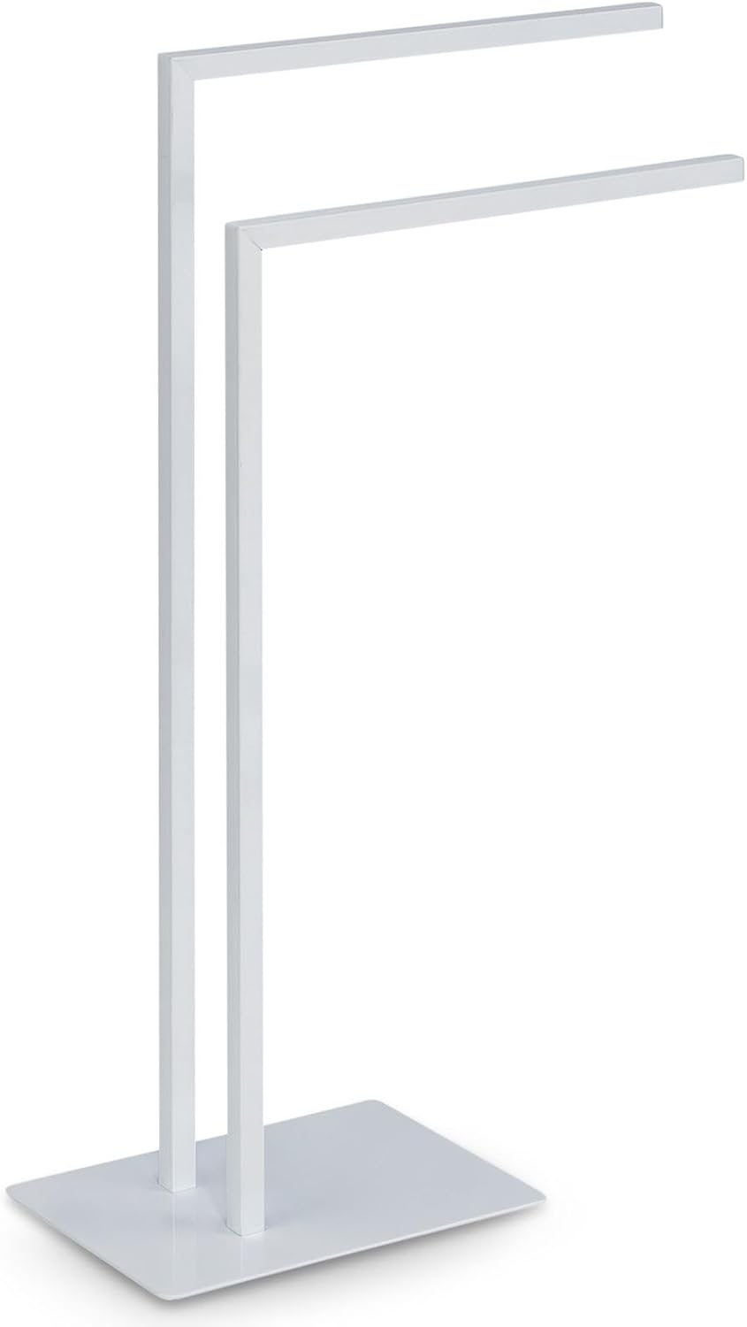 Handtuchhalter Andrew Freistehend, Weiss, aus hochwertigem Metall, mit 2 Armen & sicherem Stand. Ide