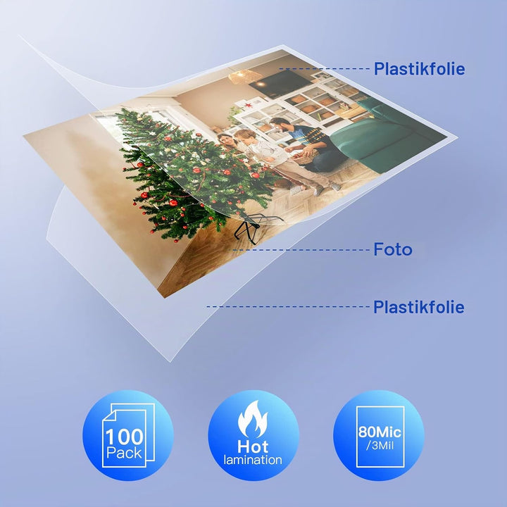 Thermo Laminierfolien Premium für Laminiergerät A3 A4 A5 A6 Heisslaminierfolien Transparent 50 Stück