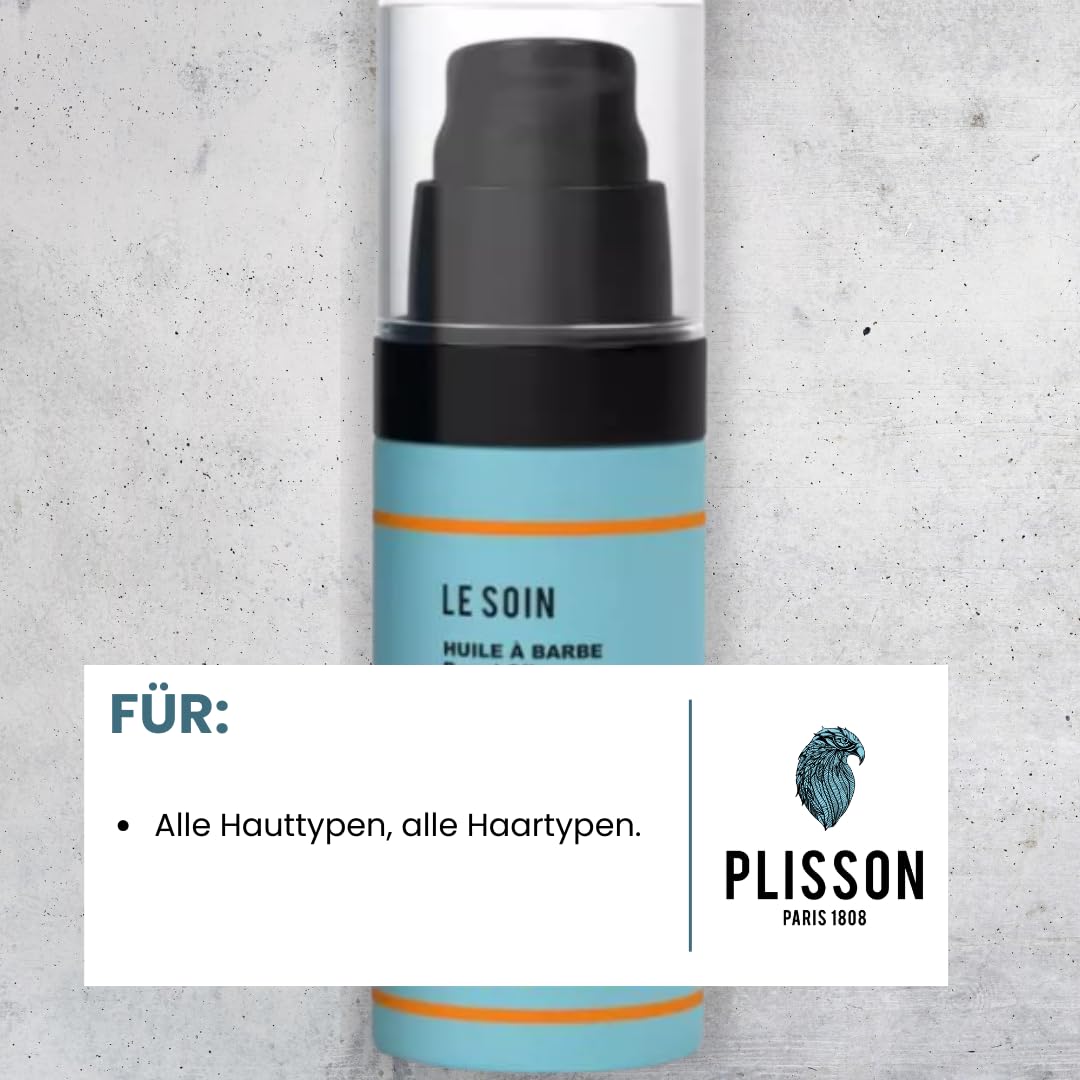 Plisson - Bartöl mit 6 Ölen, angereichert mit natürlichem Vitamin E – 99 % Inhaltsstoffe natürlichen