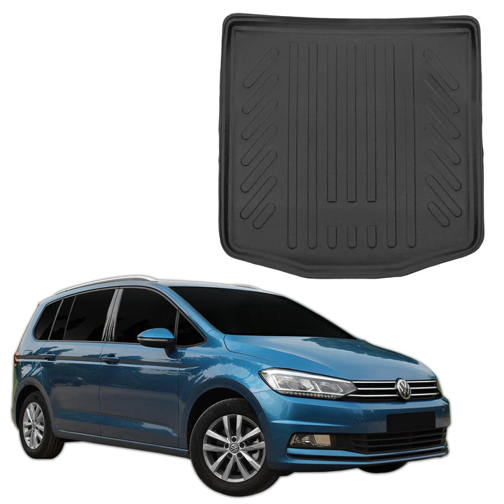 SCOUTT Kofferraumwanne passend für Volkswagen Touran ab 2015, 3D TPE Allwetter mit hohem Rand Geriff