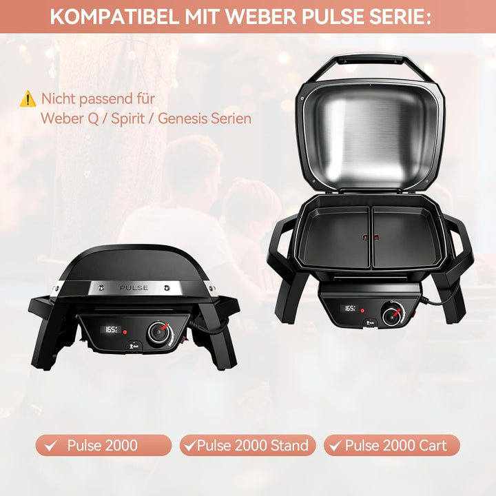 38,6 x 24,6 cm Gusseisen Grillplatte für Weber Pulse 2000, Plancha Grillplatte Ersatz für Weber Puls