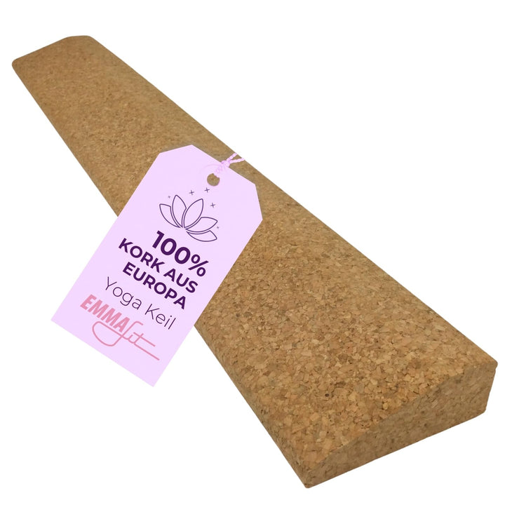 EMMAfit Kork Yoga Keil lang I 600 x 90 x 30mm I hochwertige Handstandplatte aus Kork für Yoga-Übunge