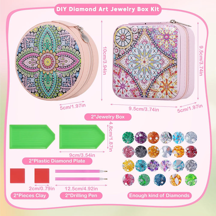 TranRantic 2 Stück Diamond Painting Schmuckkästchen, Geschenke Mädchen 7 8 9 10 11 Jahre, Basteln Mä