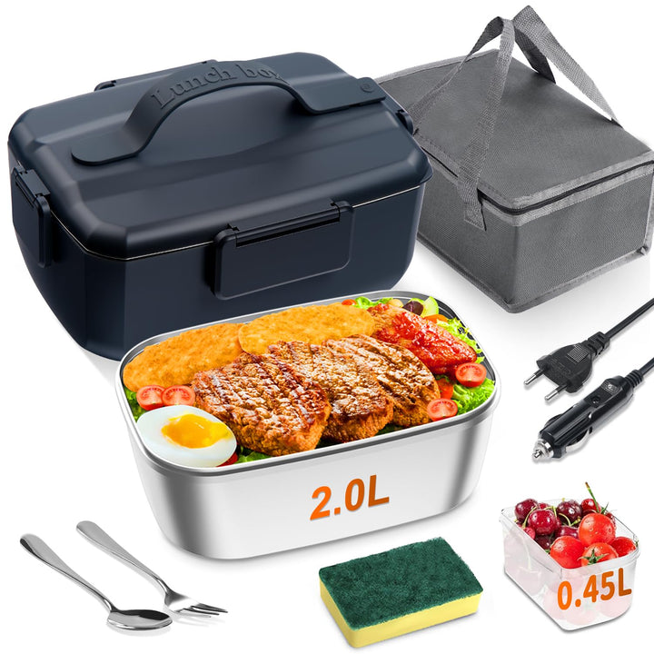 Grosse Elektrische Lunchbox 90 W, 3-in-1 Lunchbox Erwachsene für Edelstahl, 12 V/24 V/220 V für Auto