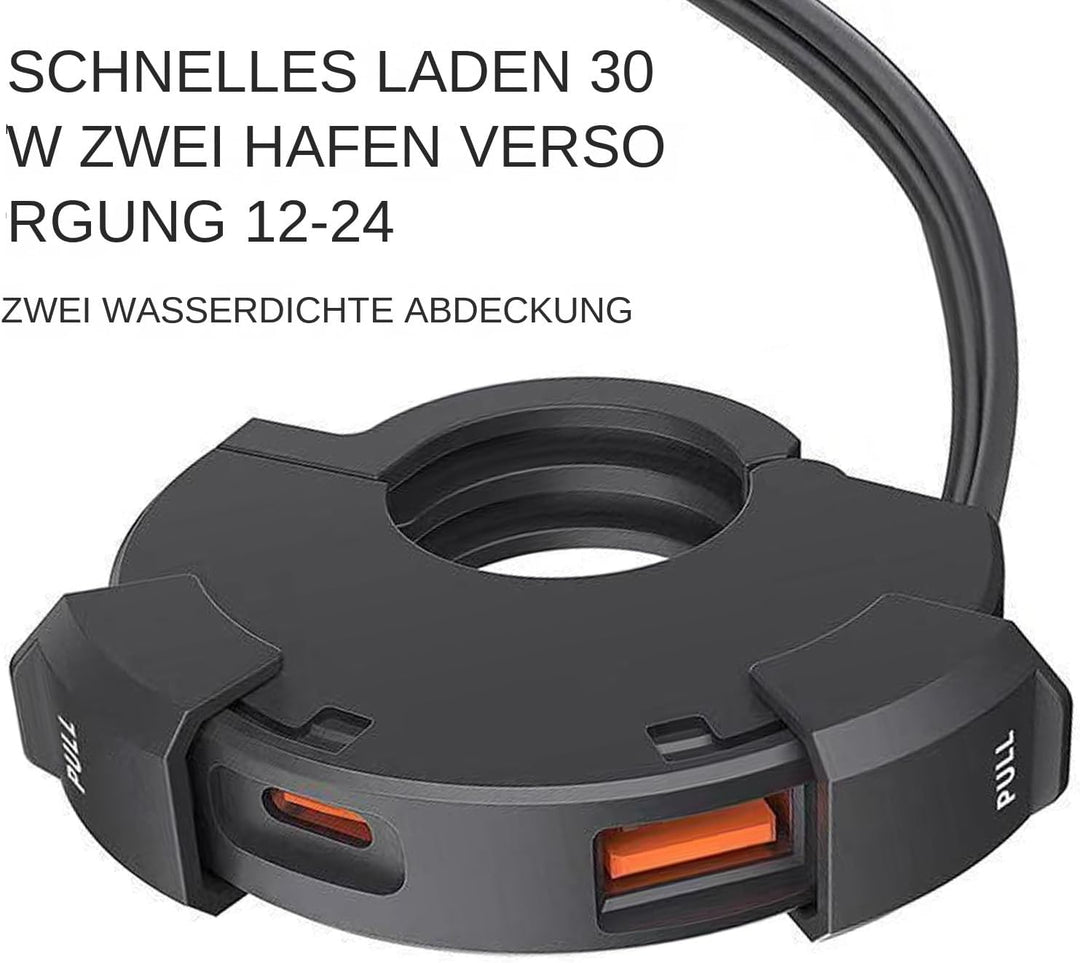 Motorrad USB-Anschluss,Tablet-Ladestecker | Spritzwassergeschützter PD30W USB-Adapteranschluss Für L