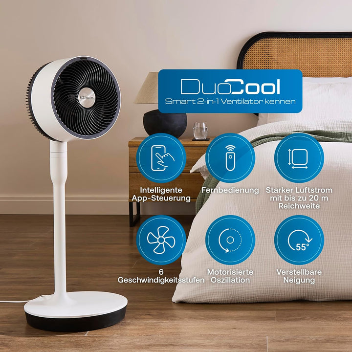 DIMPLEX DUOCOOL 2-in-1 Smart Ventilator, Standventilator & Tischventilator mit 5 Geschwindigkeiten,