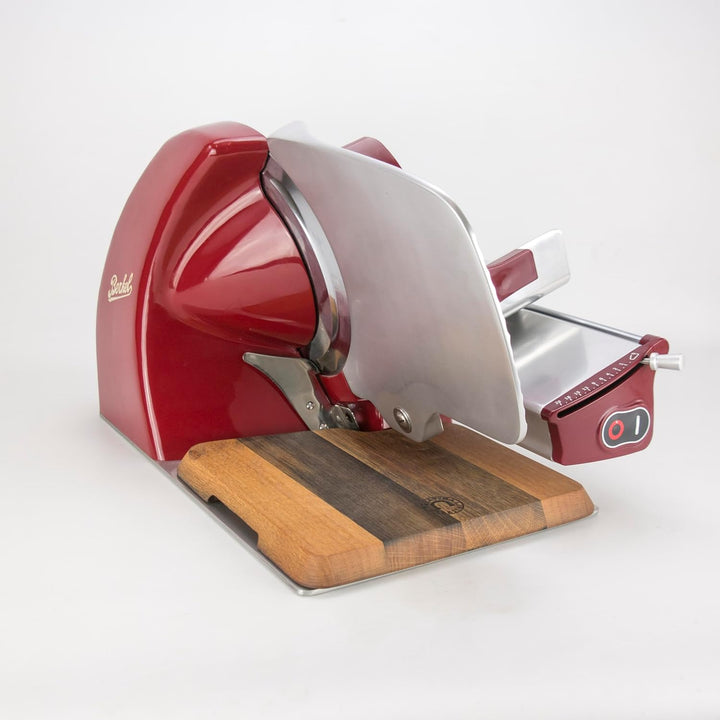 Berkel Aufschnittmaschine Home Line 250 in rot - Premium Schneidemaschine inkl. handgefertigtem Einl
