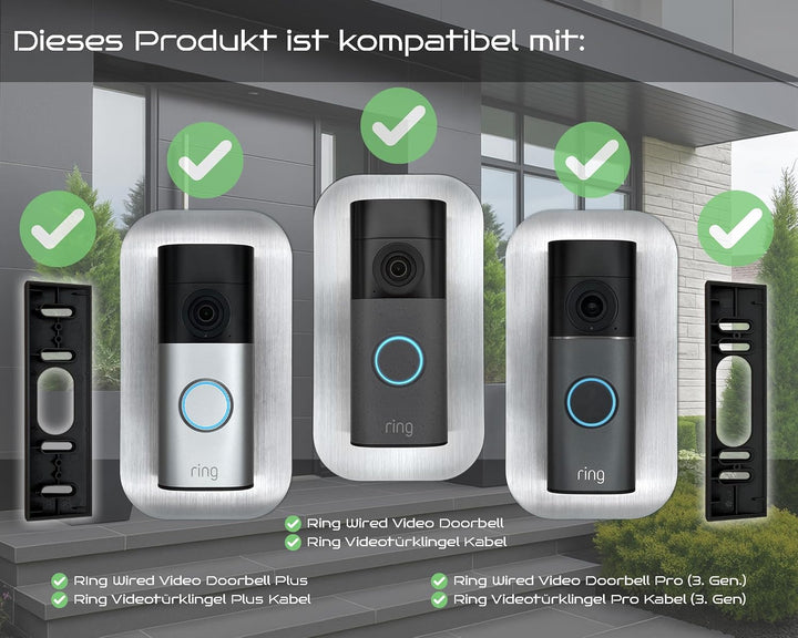 Edelstahl Blende | Zubehör für Ring Videotürklingel/Video Doorbell Wired Plus Kabel & Pro Kabel | Ha