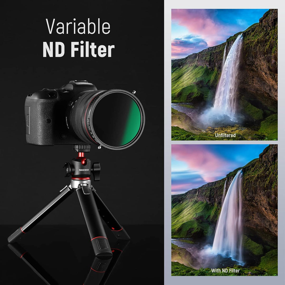 NEEWER 2 in 1 55mm Variable ND Filter ND2-ND32&CPL (Zirkular Polfilter) No X Cross Variabel Graufilt