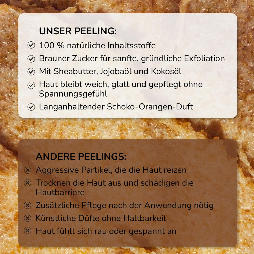 Active Luxe Premium Sugar Scrub – Zuckerpeeling Körper mit Schokolade & Orange Duft für weiche Haut