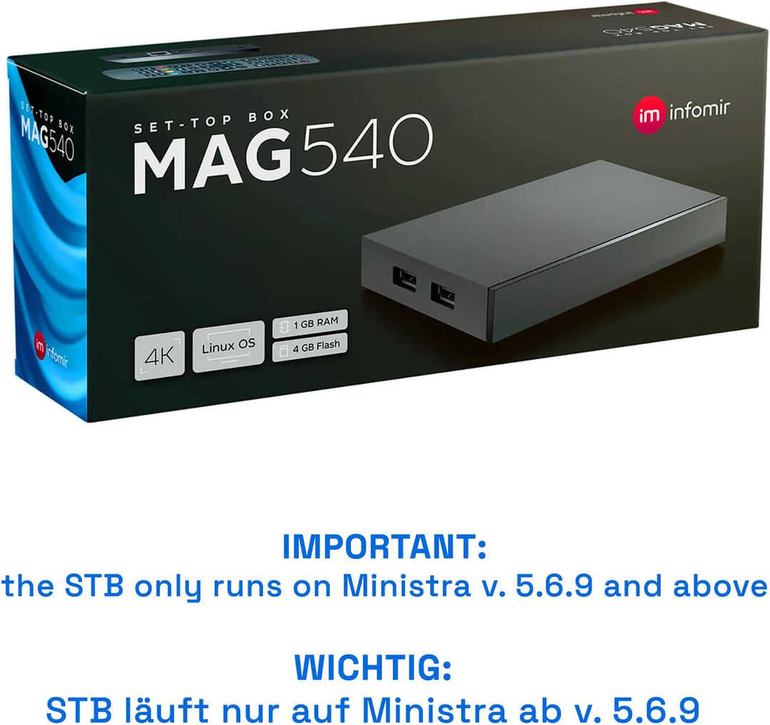 MAG 540 Original Infomir & hb-digital Set Top Box 4K Media Player Receiver Internet TV UHD 60FPS 216