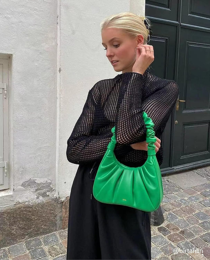 JW PEI Gabbi Damen Handtasche mit gerüschtem Hobo Grasgrün, Grasgrün