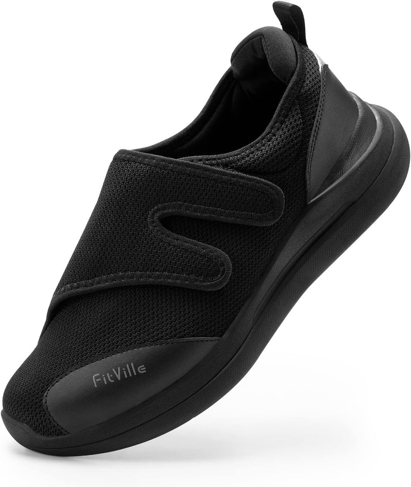 FitVille Diabetiker Schuhe Herren Extra Weite Einstellbar Walking Schuhe für Fussschwellung erweiter