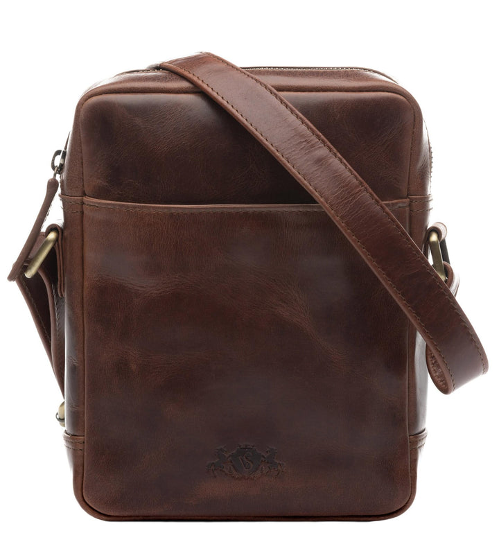 VS SID & VAIN kleine Umhängetasche echt Leder - Messenger bag DUBLIN - Schultertasche mit Schultergu