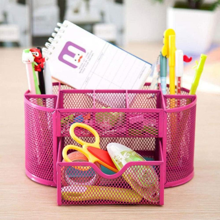Netz-Schreibtisch-Organizer, Stiftehalter mit Schublade, Mehrzweck-Metall-Schreibwaren-Aufbewahrung,