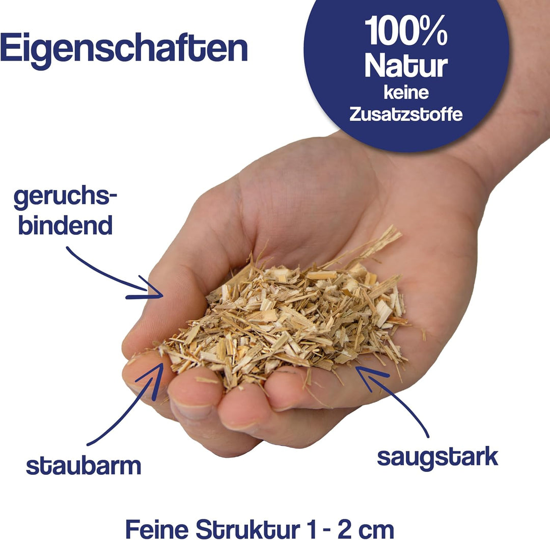 Gebrüder Goller 60L Miscanthus Bio Einstreu feine Struktur 1-2cm I Kleintiereinstreu I Miscanthus Ei