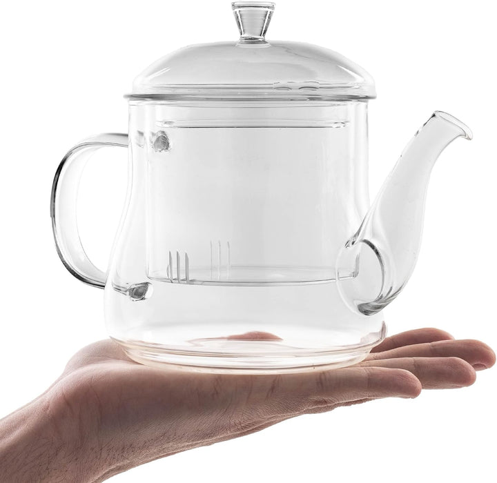 KADAX Teekanne aus Glas 1L, hitzebeständig, Glaskanne mit Siebeinsatz für losen Tee, Glasteekanne mi