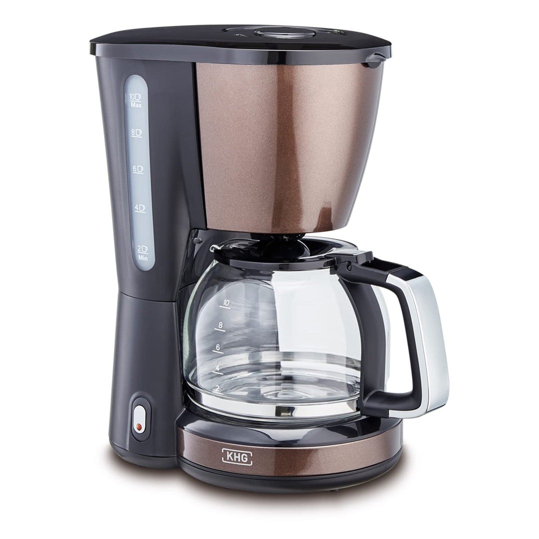 KHG Kaffeeautomat KA-123(MMS) aus Kunststoff in mocca/schwarz, Kapazität für 10 Tassen, mit Glaskann