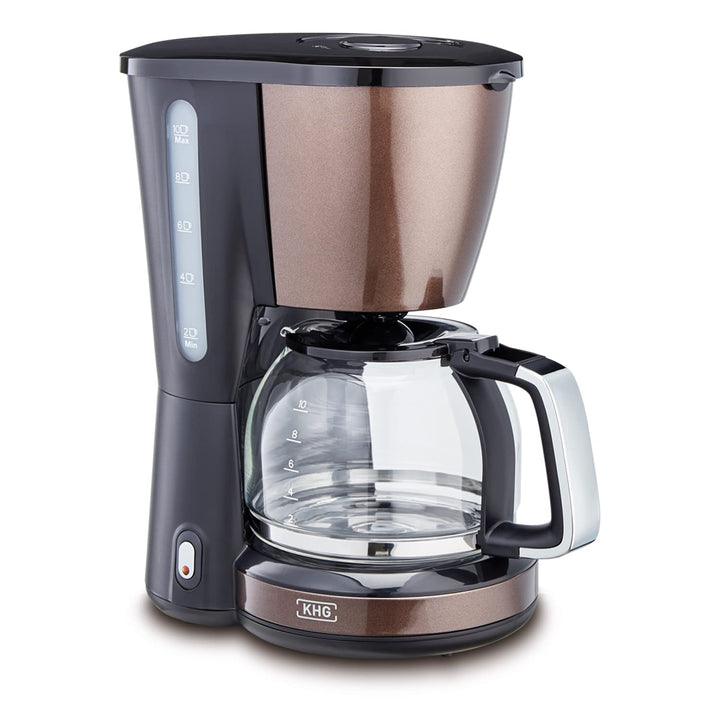 KHG Kaffeeautomat KA-123(MMS) aus Kunststoff in mocca/schwarz, Kapazität für 10 Tassen, mit Glaskann